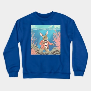 Snorkeling in Deep Underwater Cute Rabbit Owner Adventure Scuba Diving Dream Crewneck Sweatshirt